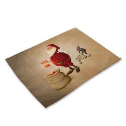 Santa Claus Printed Cotton And Linen Placemat