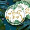 120PCS Safari Jungle Animals Paper Plates Serves 24 Guests Golden Jungle Theme Party Supplies Birthday Gold Foil Tableware Set Includes Dinner Plates;