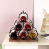 Mecor Countertop Wine Rack for 6 Bottles, Wood & Metal Tabletop Bottle Holder , 3-Tier Rustic Wine Organizer, Classic Design, Sturdy Handle, Easy Asse