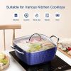 Casserole Dish, Square Induction Saucepan with Lid, 24cm/ 4L Stock Pots Non Stick Saucepan, Aluminum Ceramic Coating Cooking Pot - PFOA Free, Suitable