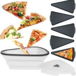 1pc Dishwasher Safe Reusable Pizza Storage Container; Pizza Container; Microwavable Pizza Slice Container (Color: White)