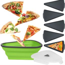 1pc Dishwasher Safe Reusable Pizza Storage Container; Pizza Container; Microwavable Pizza Slice Container (Color: Green)