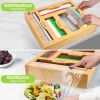 Ziplock Bag Organizer for Drawer; Bamboo Baggie Organizer; Plastic Wrap Dispenser ; Storage Bag Organizer Suitable Gallon; Quart; Sandwich&Snack Bag;