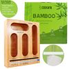 Ziplock Bag Organizer for Drawer; Bamboo Baggie Organizer; Plastic Wrap Dispenser ; Storage Bag Organizer Suitable Gallon; Quart; Sandwich&Snack Bag;